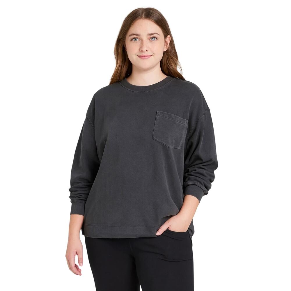 Wild Fable Womens Size M Pullover Sweatshirt Dark Gray Long Sleeve Crew Pocket